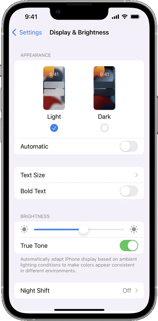 Consejos para el modo oscuro - Activar la apariencia del modo oscuro de iOS