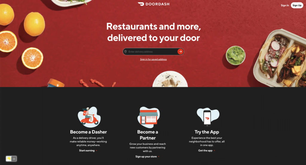 DoorDash Dark Mode with the free and Open-Source Turn Off the Lights browser extension