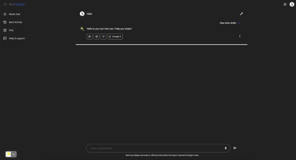Google Bard Dark Mode thanks to the free and Open-Source Turn Off the Lights browser extension