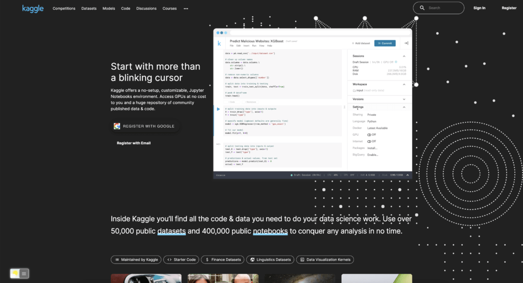 Kaggle Dark Mode with the free and Open-Source Turn Off the Lights browser extension