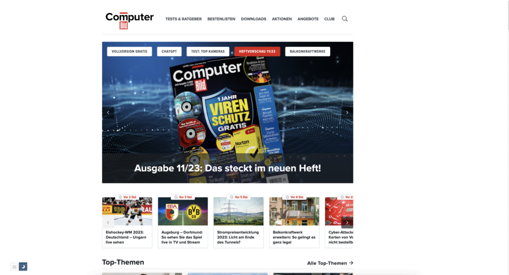 Computerbild in the default light mode website style