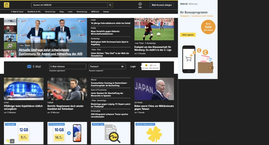 web.de Dark Mode mit der kostenlosen und sehr beliebten Turn Off the Lights Browsererweiterung