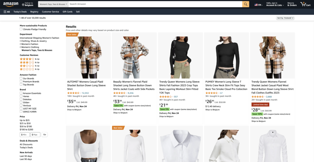 Amazon Fashion Womens - light mode