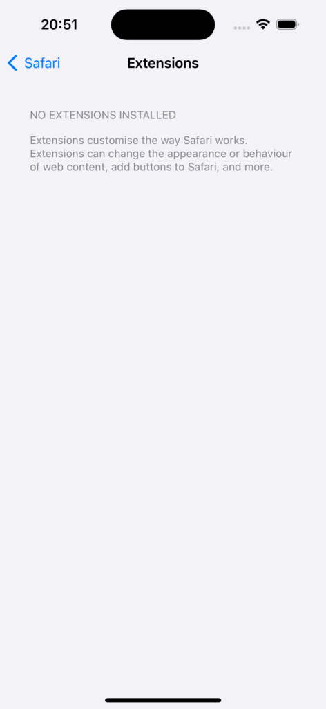 Safari Extensions is empty