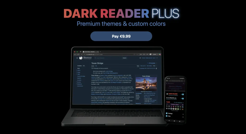 Dark Reader Plus - Premium themes & custom colors