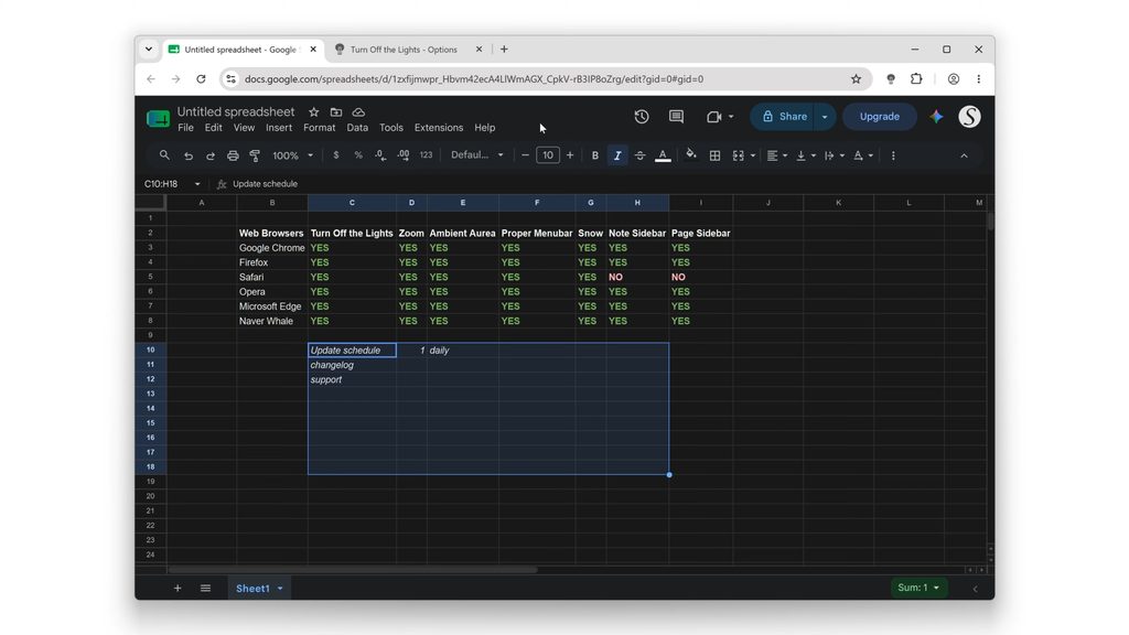 How to enable Google Sheets Dark Mode